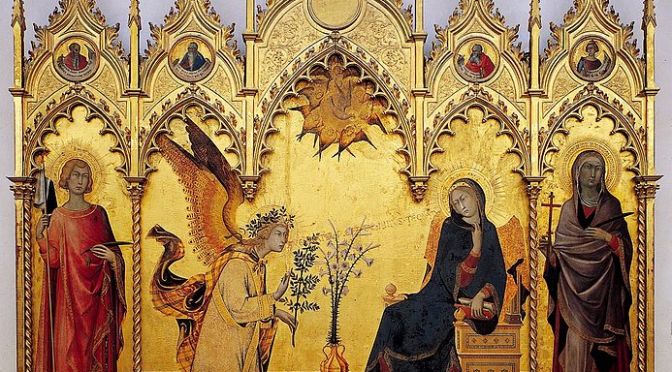 Simone Martini e Lippo Memmi, Annunciazione con Santi Ansano e Margherita, 1333