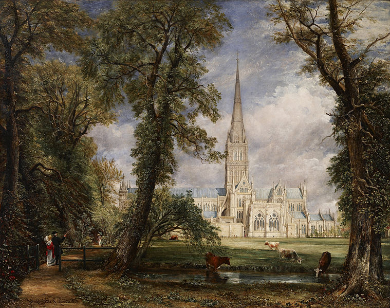 John Constable, La cattedrale di Salisbury dai giardini del vescovo, 1826