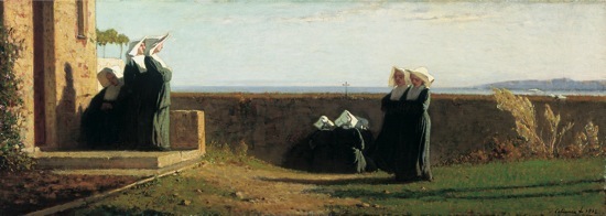 Vincenzo Cabianca, Il mattino (le monachine), 1862 Olio su tela, 36x99 cm Istituto Matteucci, Viareggio