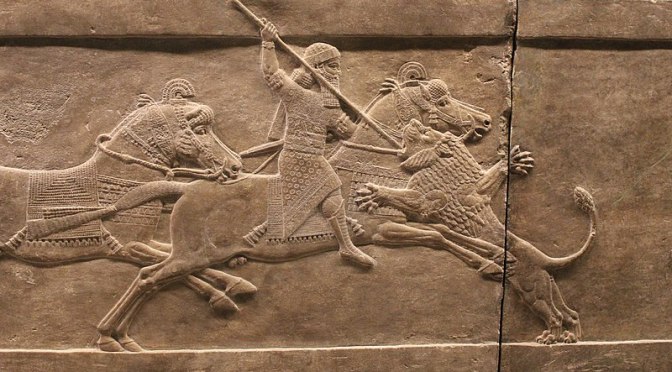Caccia al leone del palazzo Nord di Assurbanipal, 646 a.C.